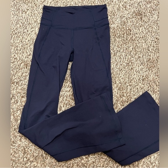 Lululemon blue navy groove pant high waisted flare with wunder under fabric - Picture 3 of 6